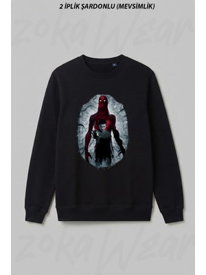 Zoka Wear Stranger Things 4 Eleven Vecna Silhouette Ön Baskılı Bisiklet Yaka Sweatshirt
