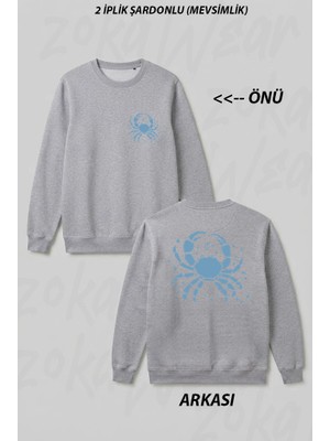 Zoka Wear Yengec Burcu B Ön Arka Baskılı Bisiklet Yaka Sweatshirt
