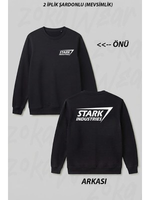 Zoka Wear Stark Industries Ön Arka Baskılı Bisiklet Yaka Sweatshirt