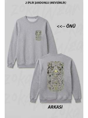 Zoka Wear Yengec Burcu Cancer Astoloji Gotik Burc Ön Arka Baskılı Bisiklet Yaka Sweatshirt