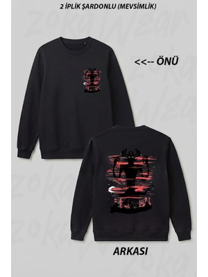 Zoka Wear Samurai In The Night Ön Arka Baskılı Bisiklet Yaka Sweatshirt