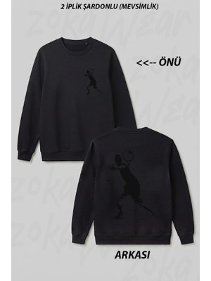 Zoka Wear Tenis Yuksek Ön Arka Baskılı Bisiklet Yaka Sweatshirt