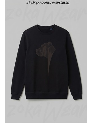 Zoka Wear Rottweiler Dog Kopek Ön Baskılı Bisiklet Yaka Sweatshirt