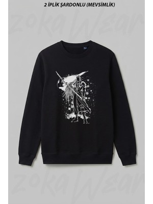 Zoka Wear Final Fantasy Sephiroth Japan Ön Baskılı Bisiklet Yaka Sweatshirt