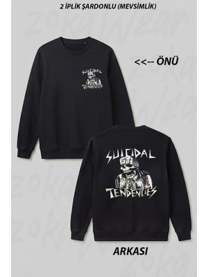 Zoka Wear Suicidal Tendencies Punk Rock Metal Grup Ön Arka Baskılı Bisiklet Yaka Sweatshirt
