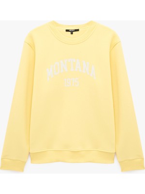 Koton Şardonlu Baskılı Bisiklet Yaka Uzun Kollu Sweatshirt