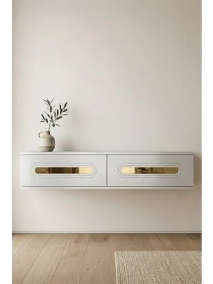 Vivense Rany Dresuar ve Antre Rafı, Beyaz Gold, 120 cm