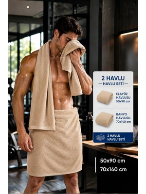 Pera Deluxe Havlu 2’li Set 50X90 + 70X140 cm – 5 Renk Seçenekli Banyo, El Yüz ve Spor Havlusu %100 Pamuk