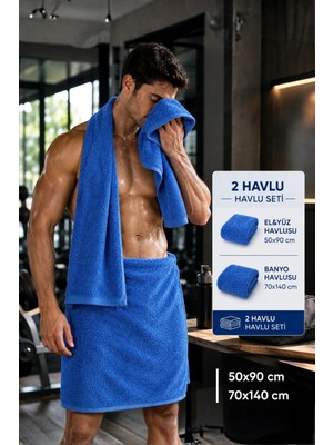 Pera Deluxe Havlu 2’li Set 50X90 + 70X140 cm – 5 Renk Seçenekli Banyo, El Yüz ve Spor Havlusu %100 Pamuk