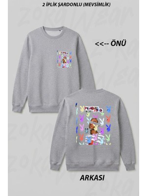 Zoka Wear Playboi Carti Baskili Unise Ön Arka Baskılı Bisiklet Yaka Sweatshirt