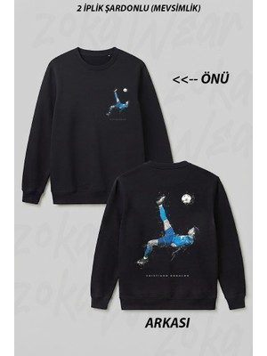 Zoka Wear Reverse Shot Rovasata Cristiano Ronaldo T Ön Arka Baskılı Bisiklet Yaka Sweatshirt