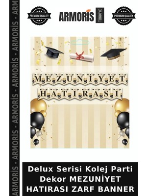 Armoris Delux Serisi Kolej Parti Dekor Mezuniyet Hatırası Zarf Banner