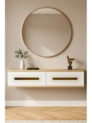 Vivense Rany Dresuar ve Antre Rafı, Safirmeşe Beyaz Gold, 120 cm