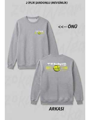 Zoka Wear Court Spor Tennis Tenis T-Sh Ön Arka Baskılı Bisiklet Yaka Sweatshirt