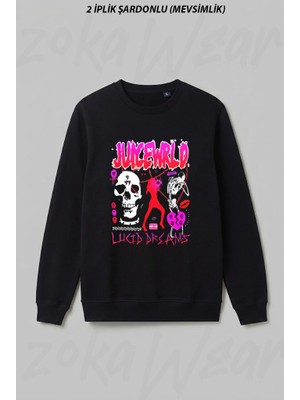 Zoka Wear Juice Wrld Lucid Dreams Rap Hiphop Ön Baskılı Bisiklet Yaka Sweatshirt
