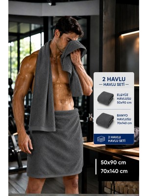 Pera Deluxe Havlu 2’li Set 50X90 + 70X140 cm – 5 Renk Seçenekli Banyo, El Yüz ve Spor Havlusu %100 Pamuk
