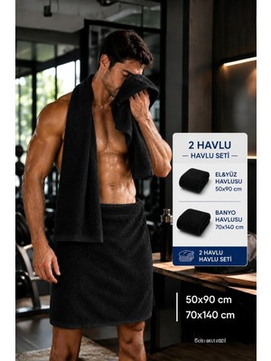 Pera Deluxe Havlu 2’li Set 50X90 + 70X140 cm – 5 Renk Seçenekli Banyo, El Yüz ve Spor Havlusu %100 Pamuk