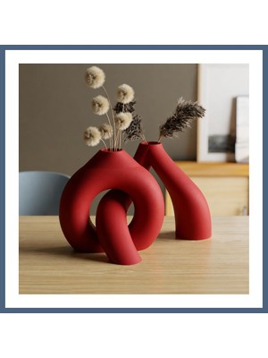 Bezos 3D Baskı Interlocking Vazo - Iç Içe Geçen Dekoratif Vazo-Kırmızı BZS10