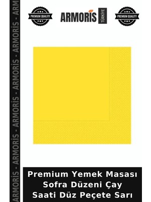 Armoris Premium Yemek Masası Sofra Düzeni Çay Saati Düz Peçete Sarı