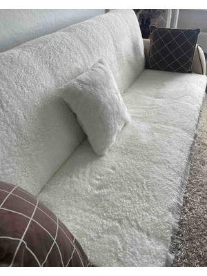 Talvora Home Peluş Koltuk Örtüsü Beyaz Peluş Koltuk Örtüsü 150*200 EN:150CM BOY:200
