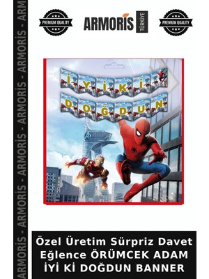 Armoris Özel Üretim Sürpriz Davet Eğlence Örümcek Adam Iyi Ki Doğdun Banner