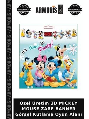 Armoris Özel Üretim 3D Mıckey Mouse Zarf Banner Görsel Kutlama Oyun Alanı