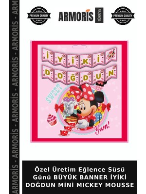 Armoris Özel Üretim Eğlence Süsü Günü Büyük Banner Iyiki Doğdun Mini Mıckey Mousse