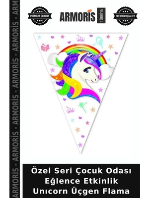 Armoris Özel Seri Çocuk Odası Eğlence Etkinlik Unıcorn Üçgen Flama