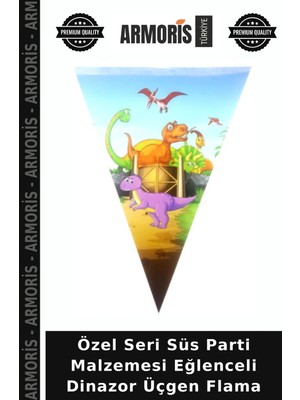 Armoris Özel Seri Süs Parti Malzemesi Eğlenceli Dinazor Üçgen Flama
