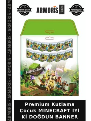 Armoris Premium Kutlama Çocuk Minecraft Iyi Ki Doğdun Banner