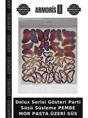 Armoris Delux Serisi Gösteri Parti Süsü Süsleme Pembe Mor Pasta Üzeri Süs