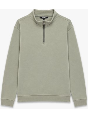 Koton Şardonlu Regular Fit Uzun Kollu Fermuarlı Yaka Sweatshirt