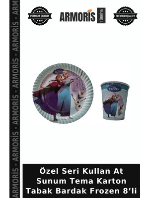 Armoris Özel Seri Kullan At Sunum Tema Karton Tabak Bardak Frozen 8’li