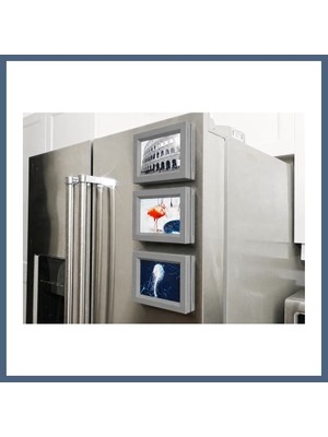 Bezos 3D Baskı 3lü Magnet Fotoğraf Çerçevesi Seti - Buzdolabı Için Mini Manyetik Resim Çerçevesi, Dekoratif Magnet-Gri BZS10