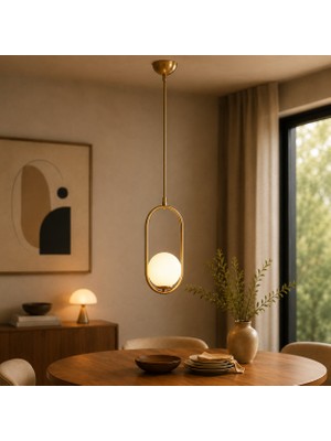 Apliqa Lorin Tekli Eskitme Sarkıt Beyaz Camlı Pembe Metal Mutfak Salon Aydınlatma