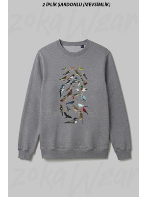 Zoka Wear Bird Fanatic Ön Baskılı Bisiklet Yaka Sweatshirt