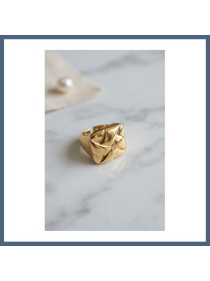 Bezos Geometrik Origami Tasarımlı Ayarlanabilir Gold Renk Yüzük BZS10
