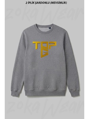 Zoka Wear Logo Topg Andrew Tate Ön Baskılı Bisiklet Yaka Sweatshirt