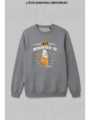 Zoka Wear Ruzgar Sorfu - Windsurf Baskili Ön Baskılı Bisiklet Yaka Sweatshirt