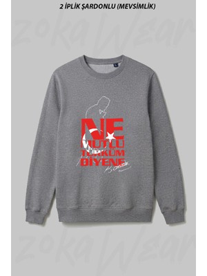 Zoka Wear Mustafa Kemal Ataturk Baskil Ön Baskılı Bisiklet Yaka Sweatshirt