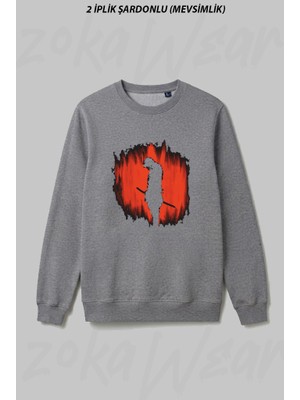 Zoka Wear The Way Of The Samurai Warrior Ön Baskılı Bisiklet Yaka Sweatshirt