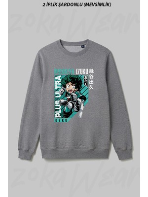 Zoka Wear My Hero Academia Izuku Midoriya Anime Karakter Baskili Ozel Ön Baskılı Bisiklet Yaka Sweatshirt