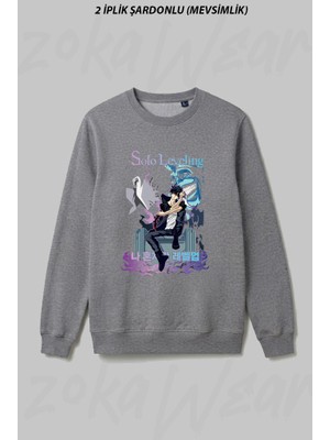 Zoka Wear Solo Leveling Anime Ön Baskılı Bisiklet Yaka Sweatshirt