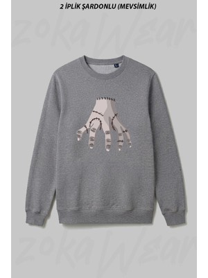 Zoka Wear The Thing Wednesday Addams Family Addams Ailesi T Ön Baskılı Bisiklet Yaka Sweatshirt