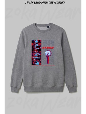 Zoka Wear Band 8 Makes One Team Ateez Ön Baskılı Bisiklet Yaka Sweatshirt