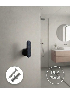 Elarque Banyo Mutfak Tekli Askılık Civatalı Montaj Duvar Askısı Siyah