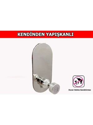Elarque Ince Belli Kendinden Yapışkanlı Tekli Oval Askılık Krom 4 Lü