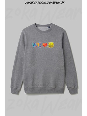 Zoka Wear We Love Tenis Ön Baskılı Bisiklet Yaka Sweatshirt