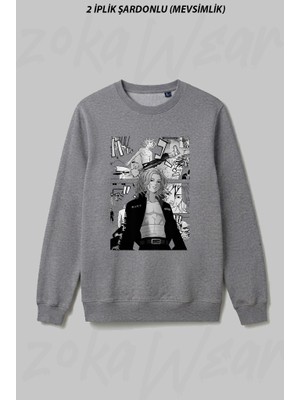 Zoka Wear Tokyo Revengers Manjiro Sano Mikey Ön Baskılı Bisiklet Yaka Sweatshirt