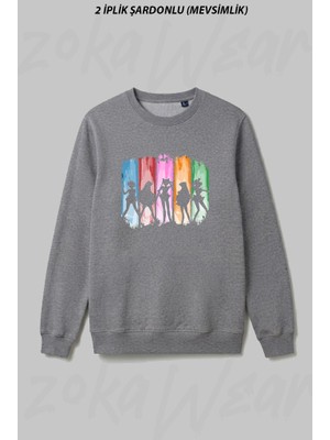 Zoka Wear Sailor Moon Tasarim Baskil Ön Baskılı Bisiklet Yaka Sweatshirt